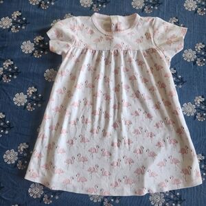 Girls White Nightgown with Pink Flamingo Print - Soft Sleep Dress